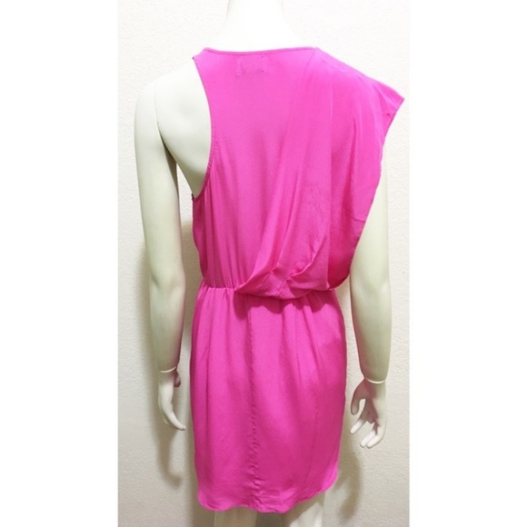 Greylin Small Pink Silk Drape Scoop Neck Dress - Picture 6 of 8